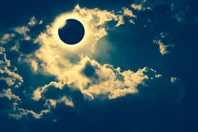 solar eclipse among the clouds